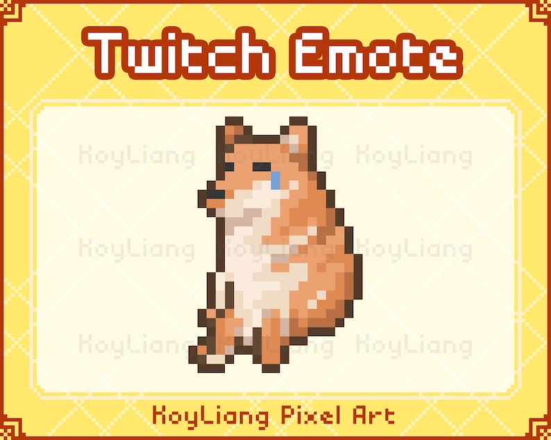 Twitch Emotes Meme, Cute Crying Dog, 8 Bit Pixel Emote, Instant Download Transparent PNG, For Gaming Streamer 