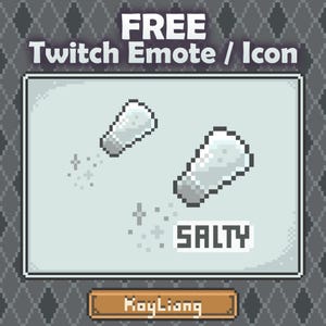 Twitch Emote: Salty Icon in Pixel Style, Channel Point Icons
