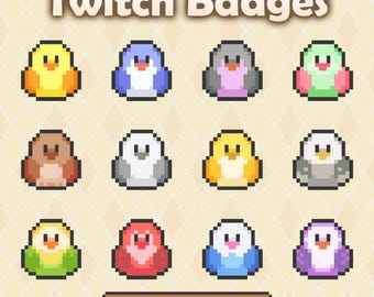Paquete de insignias de Twitch - Pájaro pequeño de pixel art