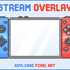 Pixel Stream Overlay with Cute Video Game Console, Switch Webcam Border or Twitch Cam Frame