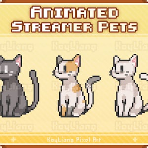 Animated Streamer Pet in Cute Pixel Style - Sitting Cat, Little Kitty, Stream Decoration
