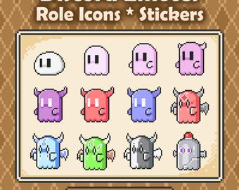 Ghost Discord Role Icons | 8-Bit Pixel Emotes, Monster Stickers (PNG Download)