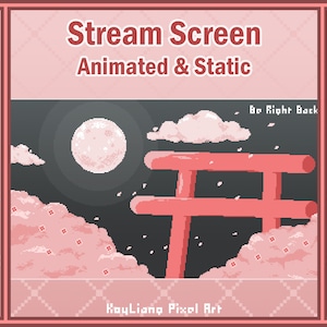 Stream Screens Package with 6 Static and Animated Screens for Twitch and YouTube - Japan Night Sakura