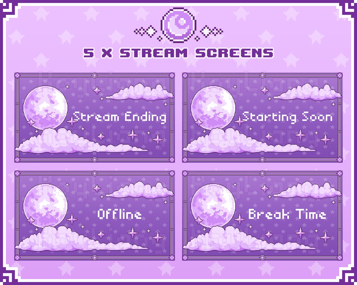 Cloud and Moon Stream Package for Twitch Channel Customization Etsy