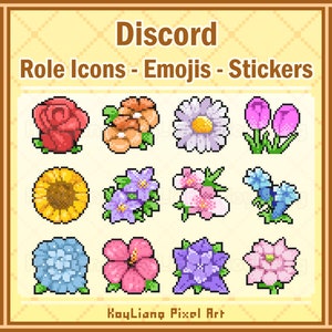 Discord Blumen Emojis und Sticker - Pixel Rolle Icons, Discord Serer