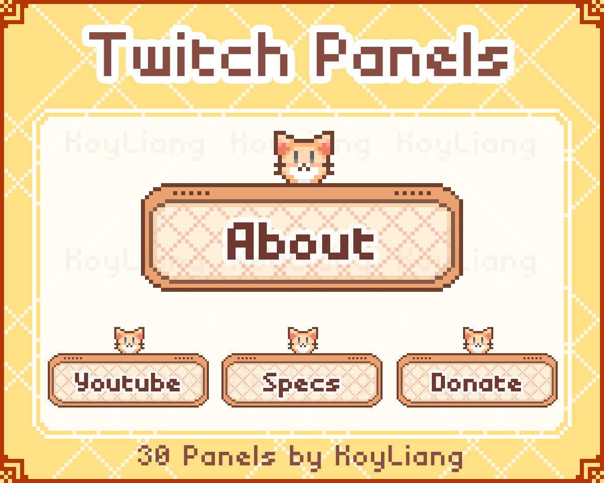 Twitch Panels Cat Kawaii Kitten Panel Pack Cute 8 Bit Pixel Etsy