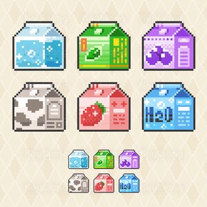 Water Drinks Emotes - Twitch Food Icons, Pixel Art Design, Channel Points Icon image 2