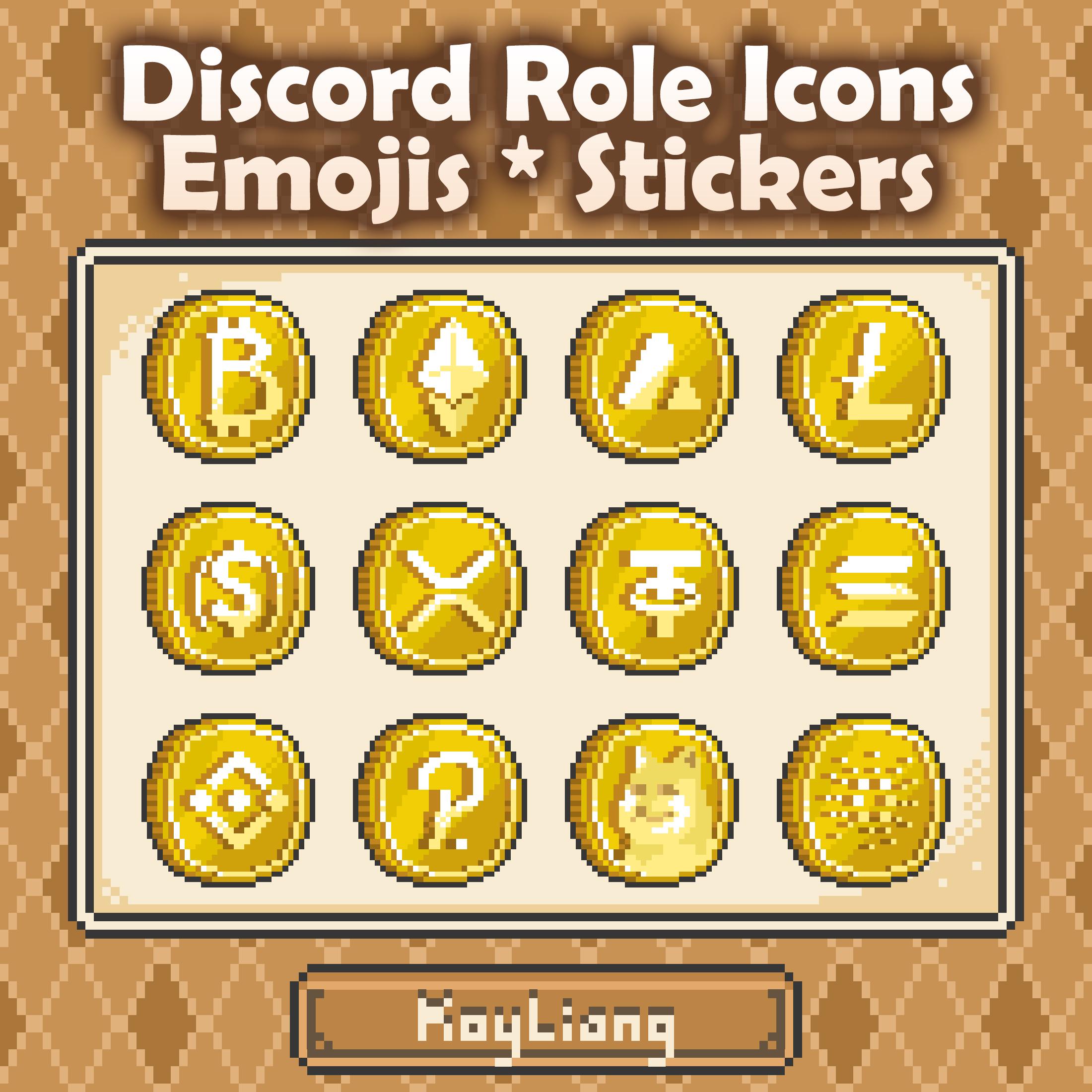 ピクセル暗号通貨アイコン：Discordサーバーの絵文字、ゴールドコインロールアイコン - Etsy 日本