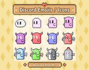 Cute Ghost Discord Role Icons | 8-Bit Pixel Emojis and Emotes, Monster Stickers, Digital Download