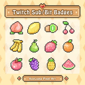 Fruit Pixel Art Twitch Badges – Sub/Bit Badges (Digital Download)