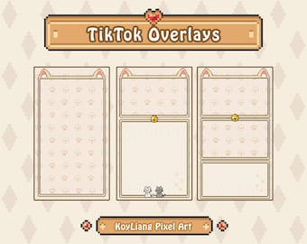 TikTok Streaming Overlays, Reels and Story Video Layout, Vertical Screen Frame, Cute Little Kitty Cat