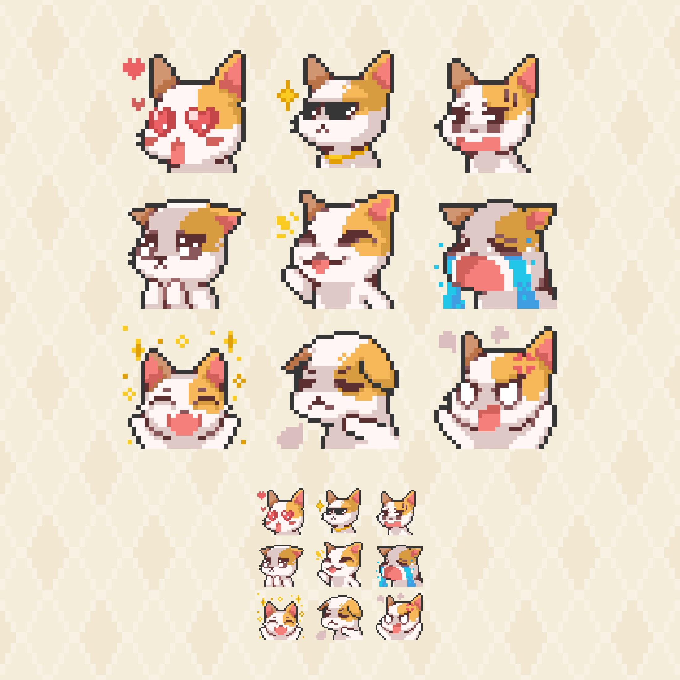 Twitch Cat Emotes: Pixel Art Kitty Emojis, 9 Pieces Bundle Pack - Etsy UK