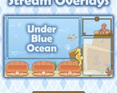 Twitch Overlay Package: Aquatic Stream Design, Pixel Art Blue Ocean