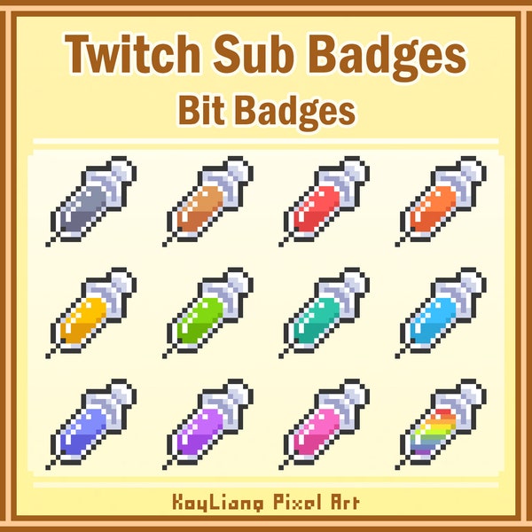 Syringe Sub Badges in Retro Pixel Style, Medical Bit Badges Bundle, Needle Stream Graphics