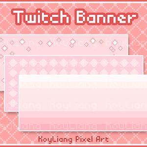 Twitch Pink Banners Pack - 3x Simple Banners Design, Cute Pastel Color, Channel Profile Header and Cover