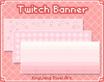 Twitch Pink Banners Pack - 3x Simple Banners Design, Cute Pastel Color, Channel Profile Header and Cover