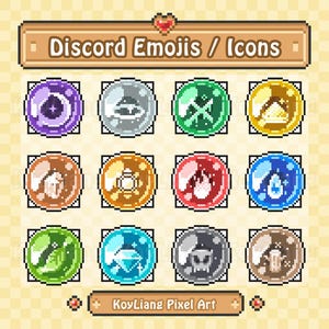Cool Discord Role Icons and Emojis Package - Pixel Stickers Bundle, Element Crystal Balls, Shining Gem Stones