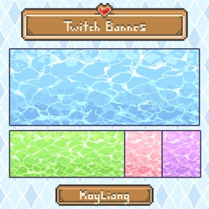Twitch Banners Bundle - Pixel Aqua Design, Water Wave, Oceanic Theme