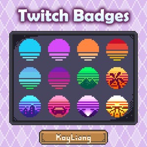 Twitch Sub Badges & Bit Badges - Pixel Retrowave, Synthwave, 8Bit Style