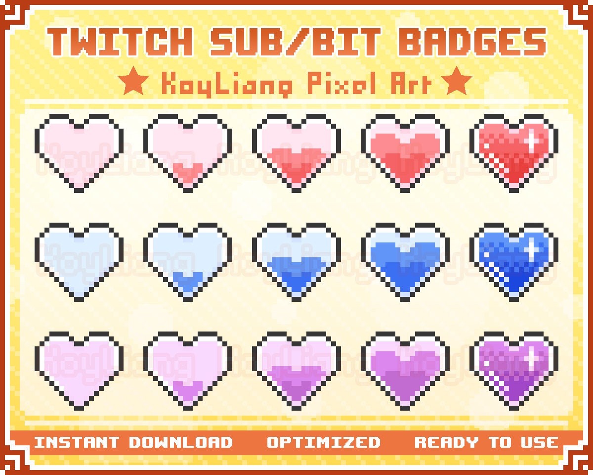 Hearts Sub Badges Twitch, Twitch Sub Badges, Twitch Bit Badges, Loyalt