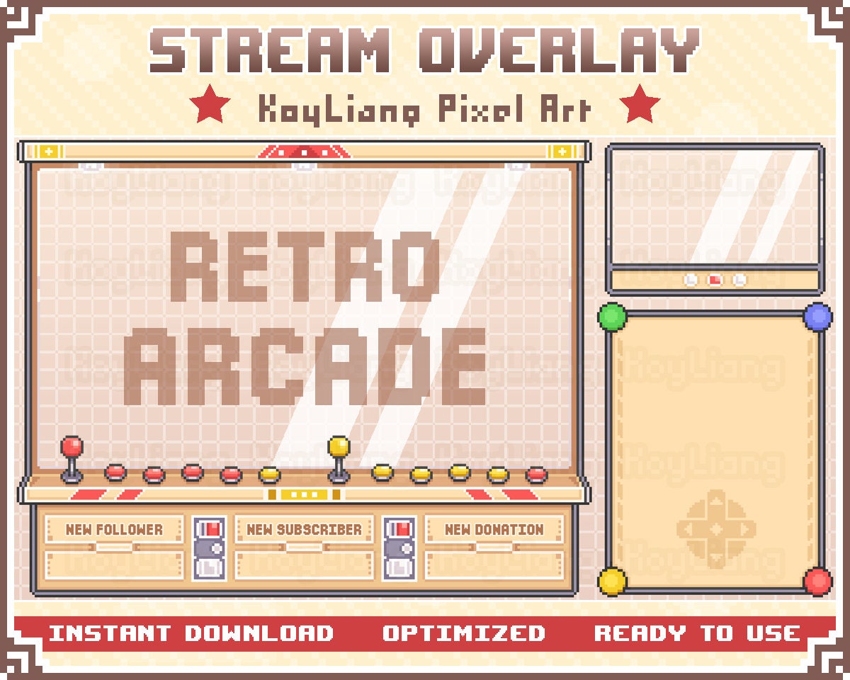 Twitch Retro Overlay With Arcade Game Machine in 8bit Pixel Etsy