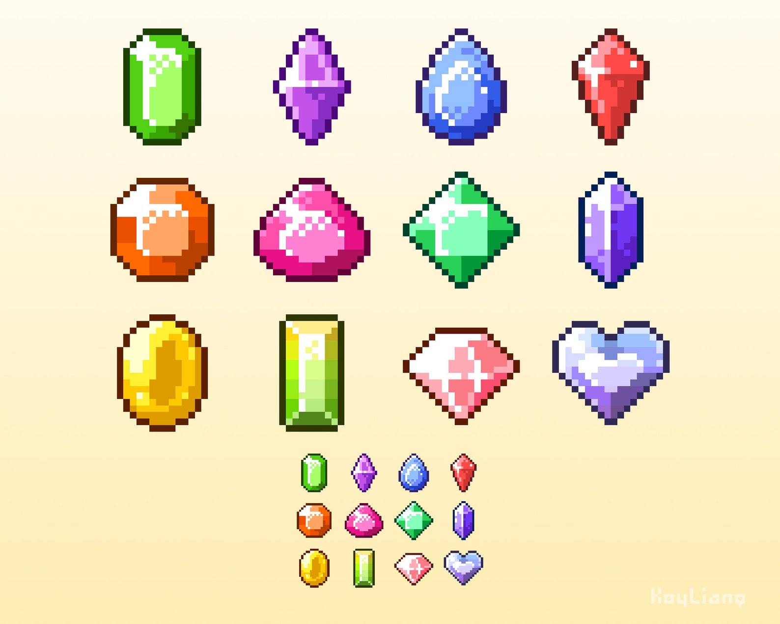 Pixel Art Crystal Sub Badges Gem Stone Icons for Twitch