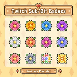 Flower Sub Badges or Bit Badges: Twitch Streaming Assets, Floral Theme