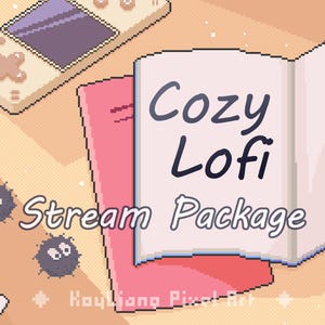 Cozy Stream Package for Channel Customization, Cute Streaming Assets Bundle Download, Twitch Webcam Overlays in Pixel Art Style