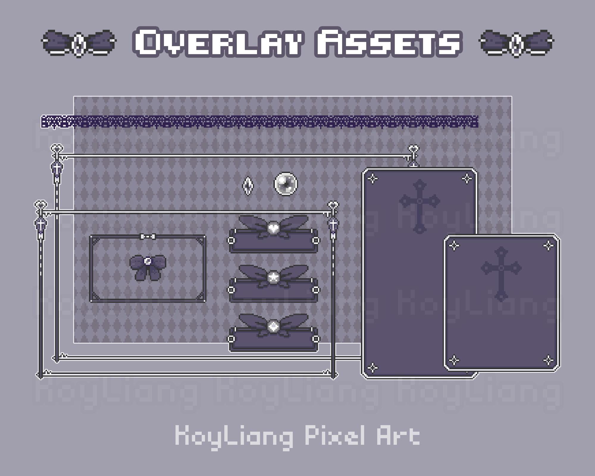 Twitch Stream Package - Animated Screen, Pixel Overlays Bundle, Gothic ...