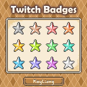 Badges Little Star Sub - Logo de la chaîne de diffusion, icônes de récompense pour les abonnés, badges pixelisés