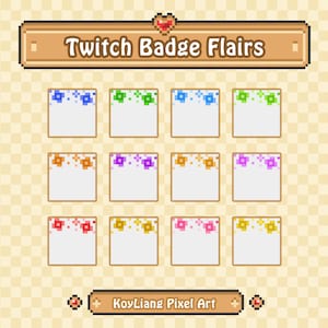 Twitch Flair Badges with Sparkling Pixel Flower, Subscriber Tier 2 and 3 Flairs