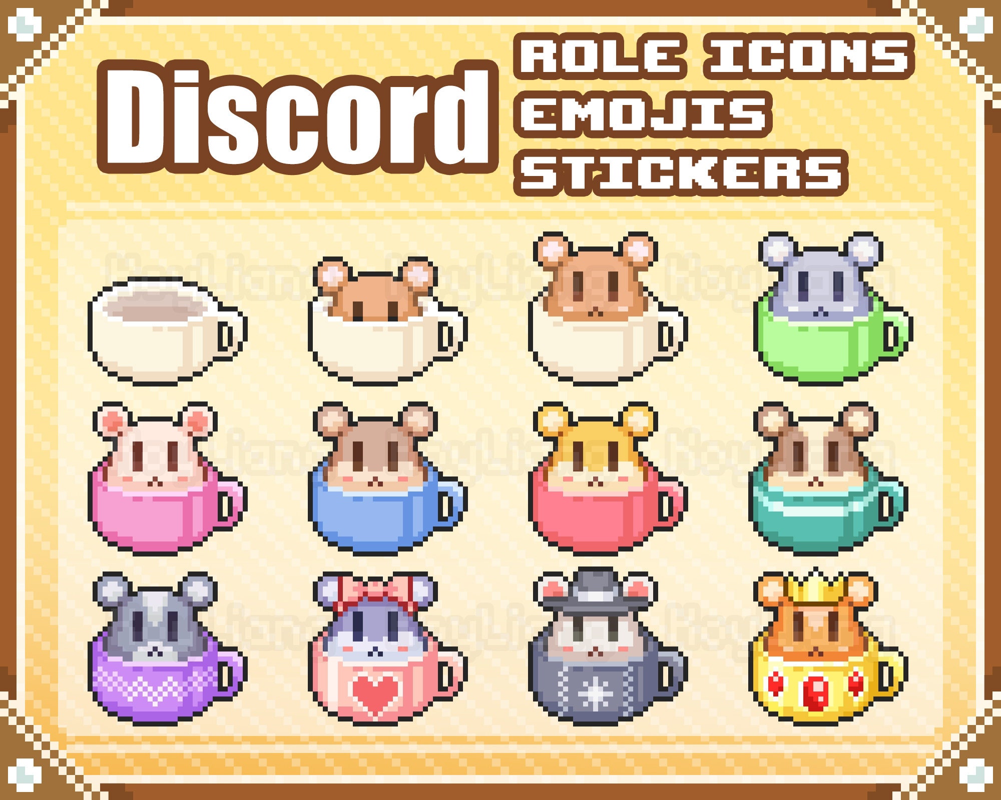 Cute Ghost Discord Role Icons 8-bit Pixel Emojis and Emotes 