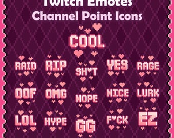 Mega-Paket mit pinken Text-Emotes: 16 Twitch-Emotes im Bundle