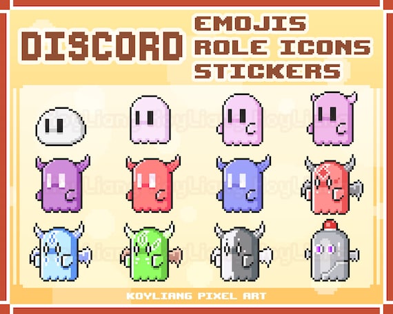 Cute Ghost Discord Role Icons 8-bit Pixel Emojis and Emotes 