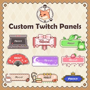 Custom Twitch Panels: Pixel Art Channel Text, Commission Streamer Profile Graphics