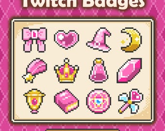 Magical Girl Twitch Badges: Pixel Gaming Style, niedliche Abonnenten-Badges