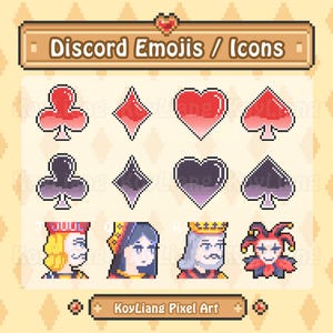 Pacote de adesivos Discord com naipes de pôquer, ícones de papéis pré-fabricados e emojis para download, símbolos de jogos de cartas de cassino