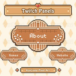 Twitch Panels Package - Digital Download, Wooden Signboard, Cozy Cafe, Cute 8-Bit Art