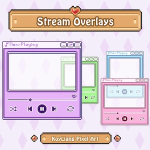 Overlays Package with Music Box Design in Pixel Style, Retro Webcam Border, Streamer Assets Download