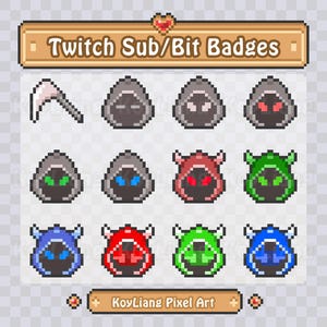 Retro Pixel Reaper Sub Badges: Twitch Bit Badges Bundle