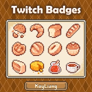 Pastry Twitch Sub Badges, Bakery Theme Stream Graphics