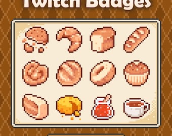 Pastry Twitch Sub Badges, Bakery Theme Stream Graphics