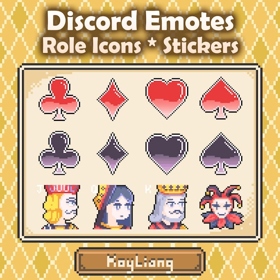 Poker Suits Discord Emoji: 8bit Pixel Role Icons, Card Game Emotes
