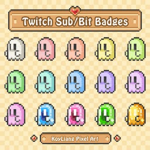 Urocze odznaki Pixel Ghost Sub dla Twitcha, odznaki Little Evil Bit w stylu gry retro