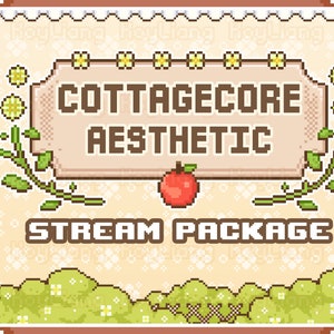 Cottagecore Aesthetic Stream Bundle Packs, Twitch Channel Customization, Cute Pixel Art Style, Cozy Overlay Assets