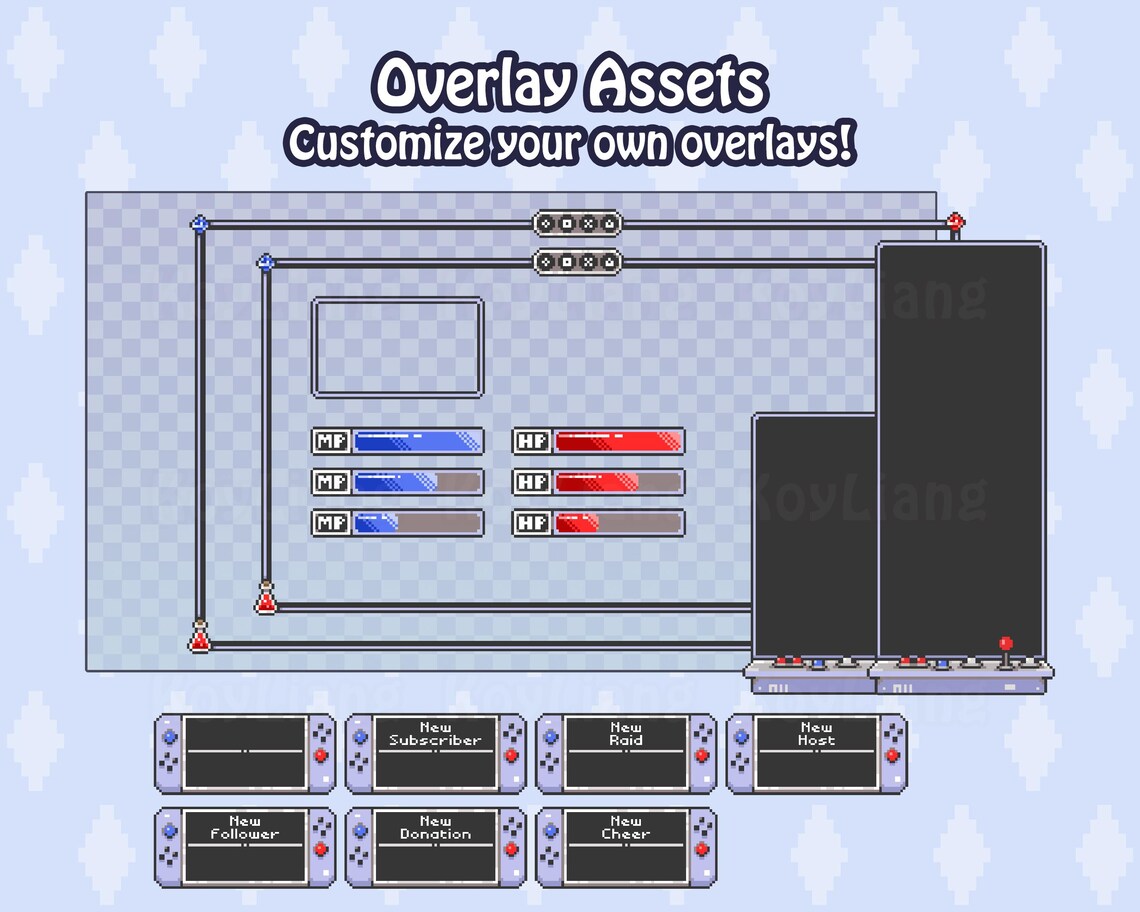 Twitch Overlays Bundle Package, Retro Gaming Theme, Pixel Art Streamer ...