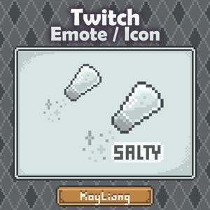 Twitch Emote: Salty-ikon i pixelstil, kanalpunktsikoner