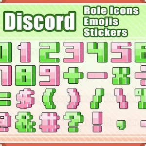 Discord Fonts and Digits Pack in Solid Pixel Style, Numbers and Symbols for Server Customization
