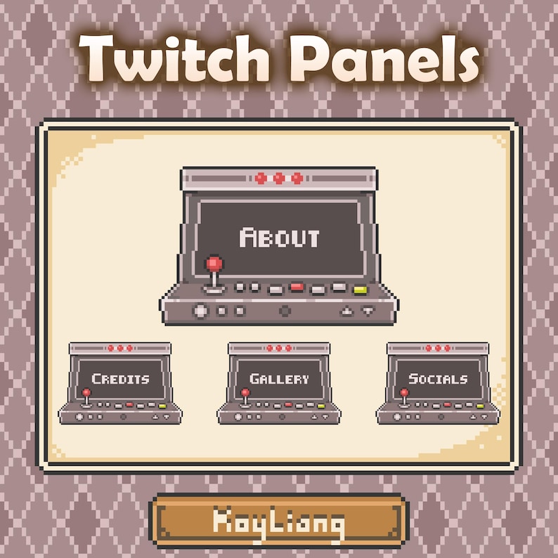 Twitch Panels Pack: Arcade Spiel Maschine, Retro Pixel Kunst Bild 1