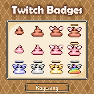 Funny Poop Twitch Badges: Sub/Bit Badges, Pixel Art Shit